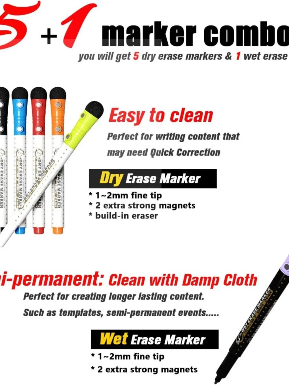 Magnetic Dry Erase Chore Chart 5 Dry Erase Markers & 1 Wet Erase Marker & Eraser